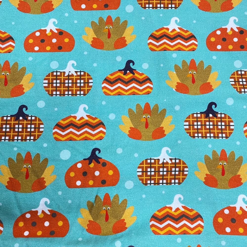 Pumpkin Turkey Thanksgiving Stretch Cotton Lycra Apparel Sewing Fabric 31" x 58"